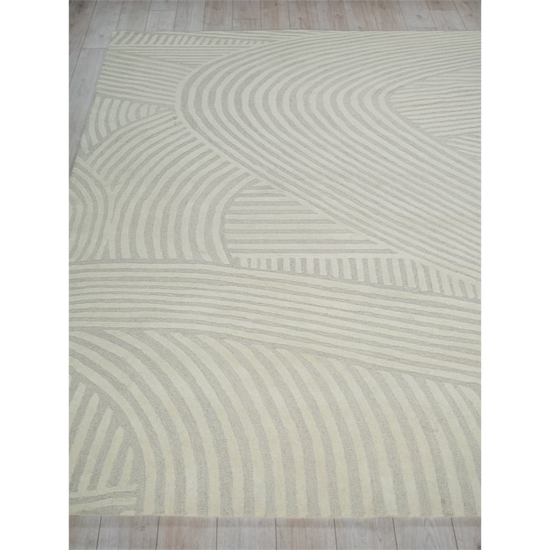 Entro Hand-Tufted New Zealand Wool Silver/Ivory 14'x18' Area Rug