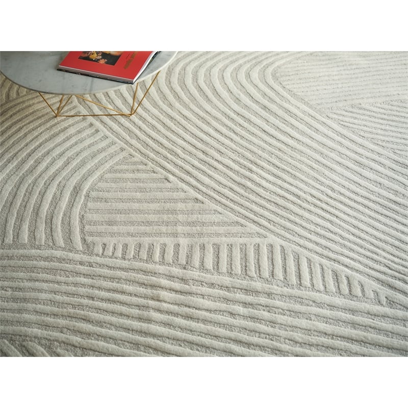 Entro Hand-Tufted New Zealand Wool Silver/Ivory 14'x18' Area Rug