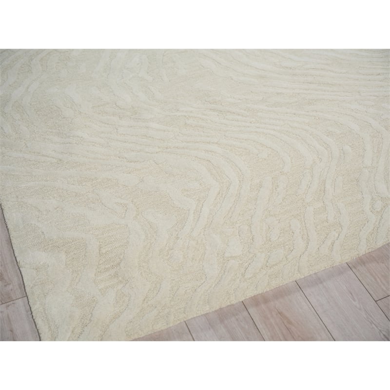 Entro Hand-Tufted New Zealand Wool Cream/Ivory 8'x10' Area Rug