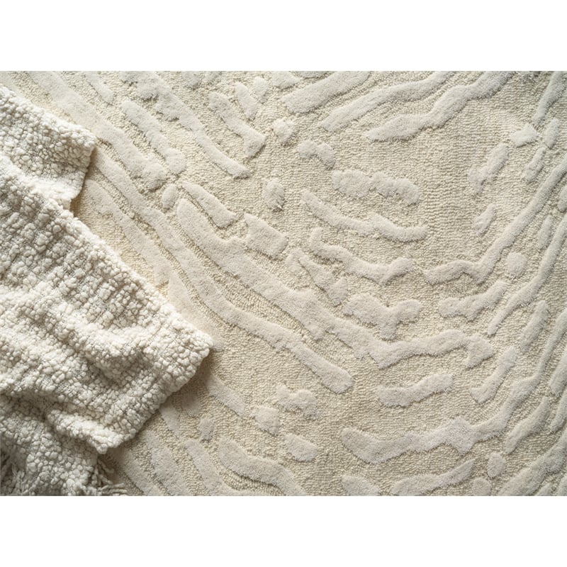 Entro Hand-Tufted New Zealand Wool Cream/Ivory 9'x12' Area Rug