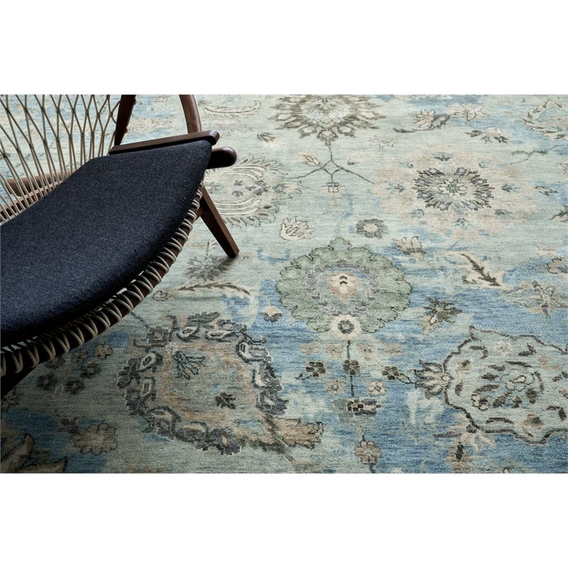 Essex Hand-Knotted New Zealand Wool Ivory/Light Blue/Multi 10'x14' Area Rug