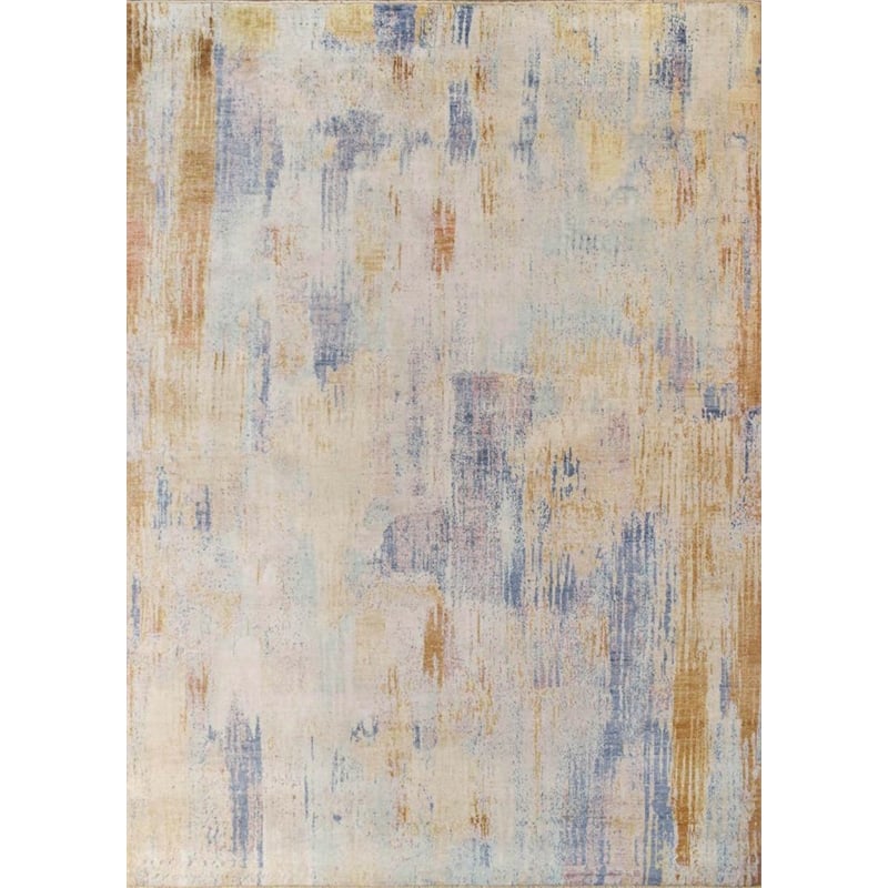 Fine Pure Silk Hand-Knotted Silk Beige/Gray 8'x10' Area Rug