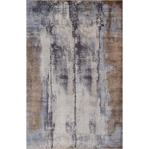 Fine Pure Silk Hand-Knotted Silk Beige/Orange/Gold 8'x10' Area Rug