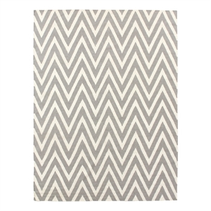 Flatweave Flatweave New Zealand Wool Silver/White 5'x8' Area Rug