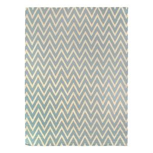 Flatweave Flatweave New Zealand Wool Turquoise/White 5'x8' Area Rug