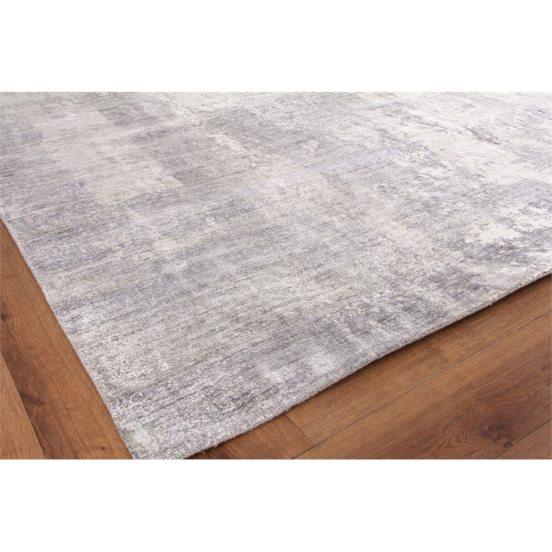 Fine Pure Silk Hand-Knotted Silk Silver/Ivory 12'x15' Area Rug