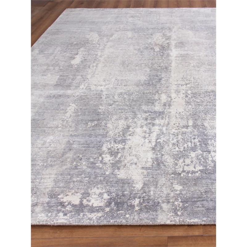 Fine Pure Silk Hand-Knotted Silk Silver/Ivory 12'x15' Area Rug