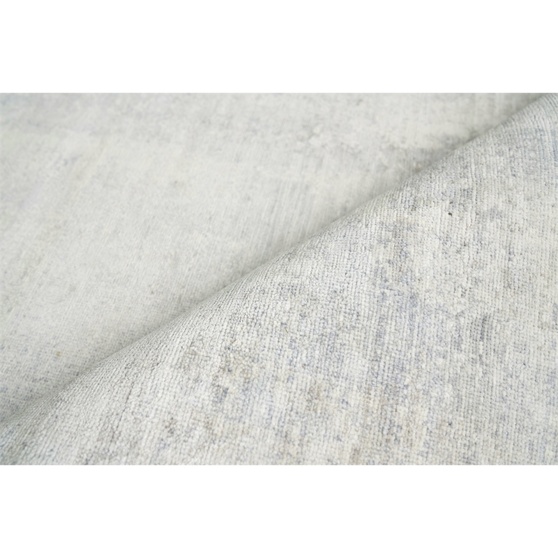 Fine Pure Silk Hand-Knotted Silk Silver/Ivory 12'x15' Area Rug