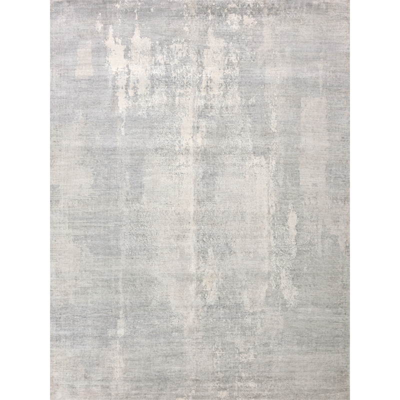 Fine Pure Silk Hand-Knotted Silk Silver/Ivory 12'x15' Area Rug
