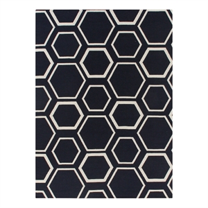 Flatweave Flatweave New Zealand Wool Navy/White 10'x14' Area Rug