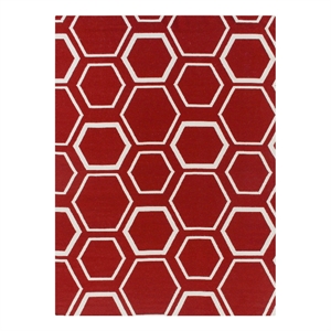 Flatweave Flatweave New Zealand Wool Red/White 5'x8' Area Rug