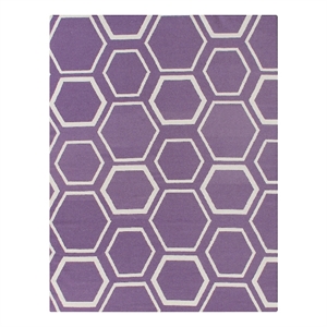 Flatweave Flatweave New Zealand Wool Purple/White 5'x8' Area Rug