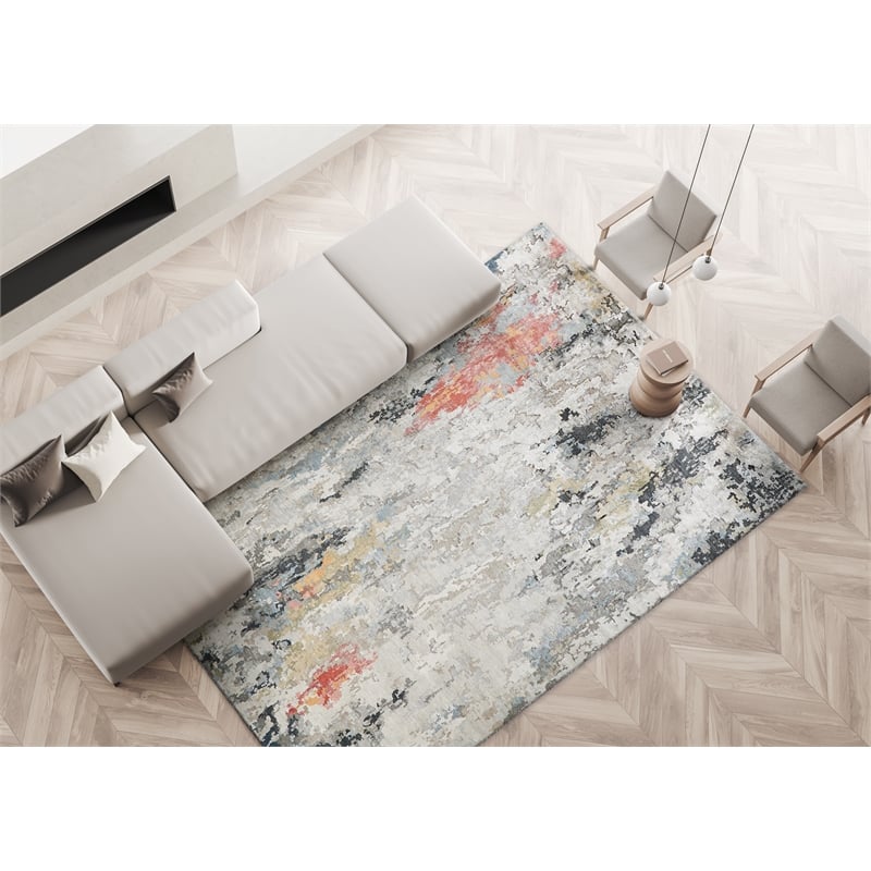 Floor Art Hand-Knotted Bamboo Silk Silver/Gray/Coffee 14'x18' Area Rug