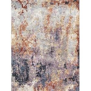 Floor Art Hand-Knotted Bamboo Silk Rust/Purple 10'x14' Area Rug