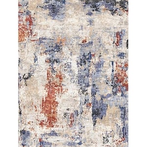Floor Art Hand-Knotted Bamboo Silk Ivory/Beige/Blue/Rust 9'x12' Area Rug