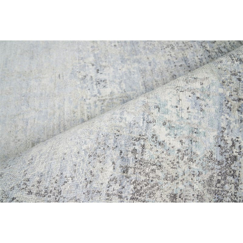 Fine Pure Silk Hand-Knotted Silk Ivory/Dark Gray/Multi 8'x10' Area Rug