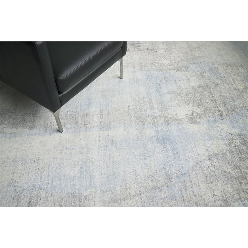 Fine Pure Silk Hand-Knotted Silk Ivory/Dark Gray/Multi 8'x10' Area Rug