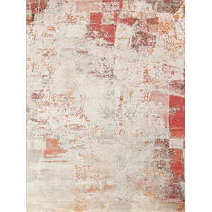 Fine Pure Silk Hand-Knotted Silk Beige/Orange/Gold 8'x10' Area Rug