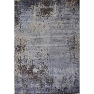Fine Pure Silk Hand-Knotted Silk Gray/Blue 8'x10' Area Rug