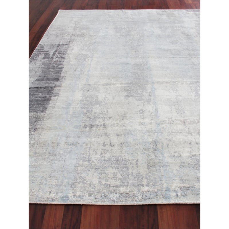 Fine Pure Silk Hand-Knotted Silk Silver/Gray 12'x15' Area Rug