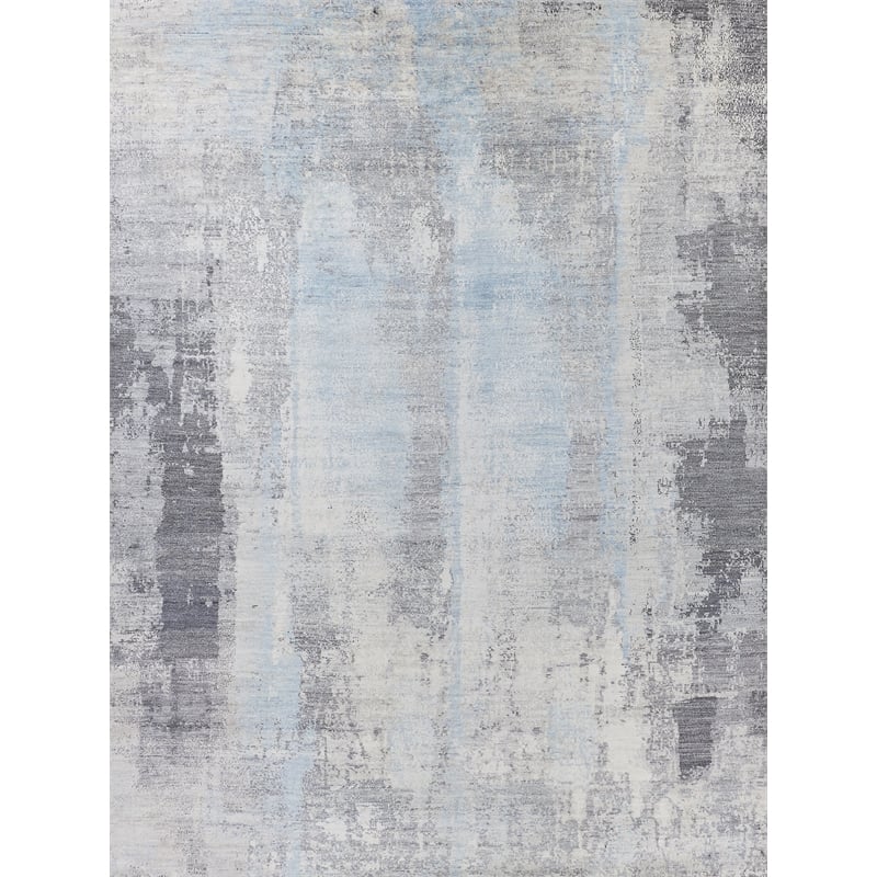 Fine Pure Silk Hand-Knotted Silk Silver/Gray 12'x15' Area Rug