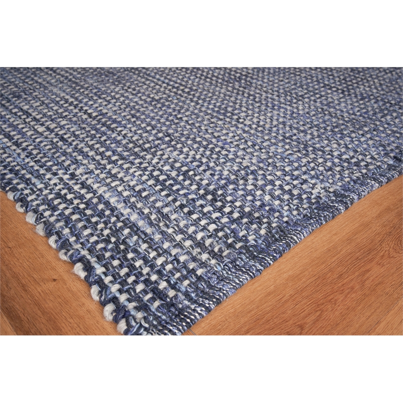 Ferrus Flatweave Polyester/Wool/Cotton Blue 14'x18' Area Rug