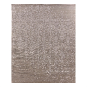 Fine Bamboo Hand-Knotted Bamboo Silk Light Silver 8'x10' Area Rug