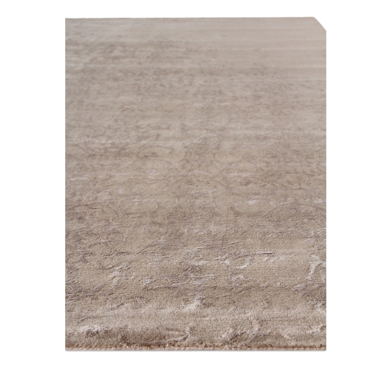 Fine Bamboo Hand-Knotted Bamboo Silk Light Silver 9'x12' Area Rug