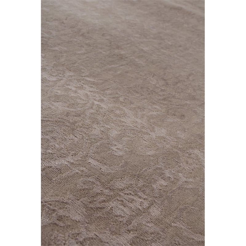 Fine Bamboo Hand-Knotted Bamboo Silk Light Silver 9'x12' Area Rug