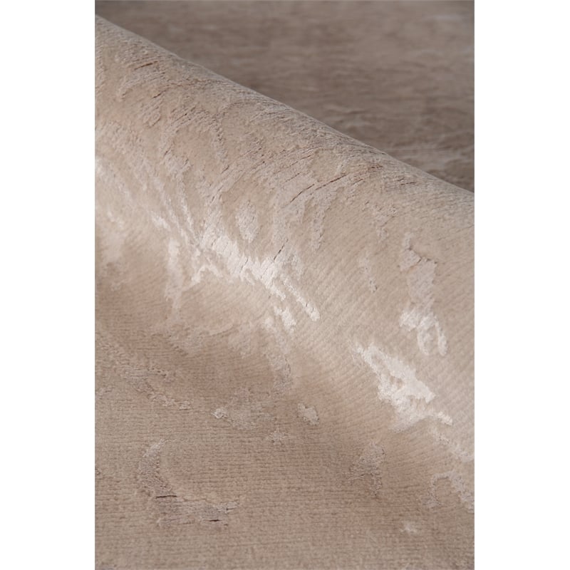 Fine Bamboo Hand-Knotted Bamboo Silk Light Silver 9'x12' Area Rug