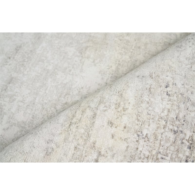 Fine Pure Silk Hand-Knotted Silk Silver/Ivory 6'x9' Area Rug
