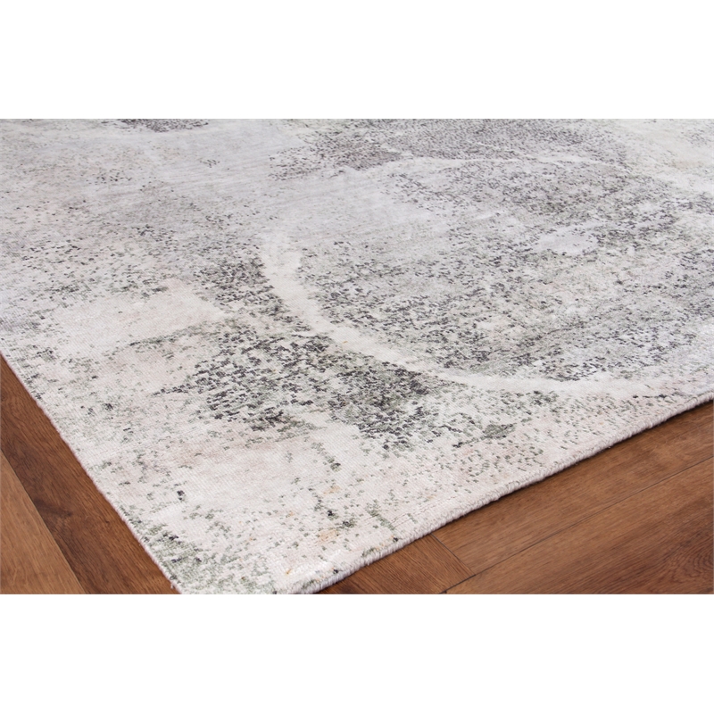 Fine Pure Silk Hand-Knotted Silk Gray/Ivory 8'x10' Area Rug
