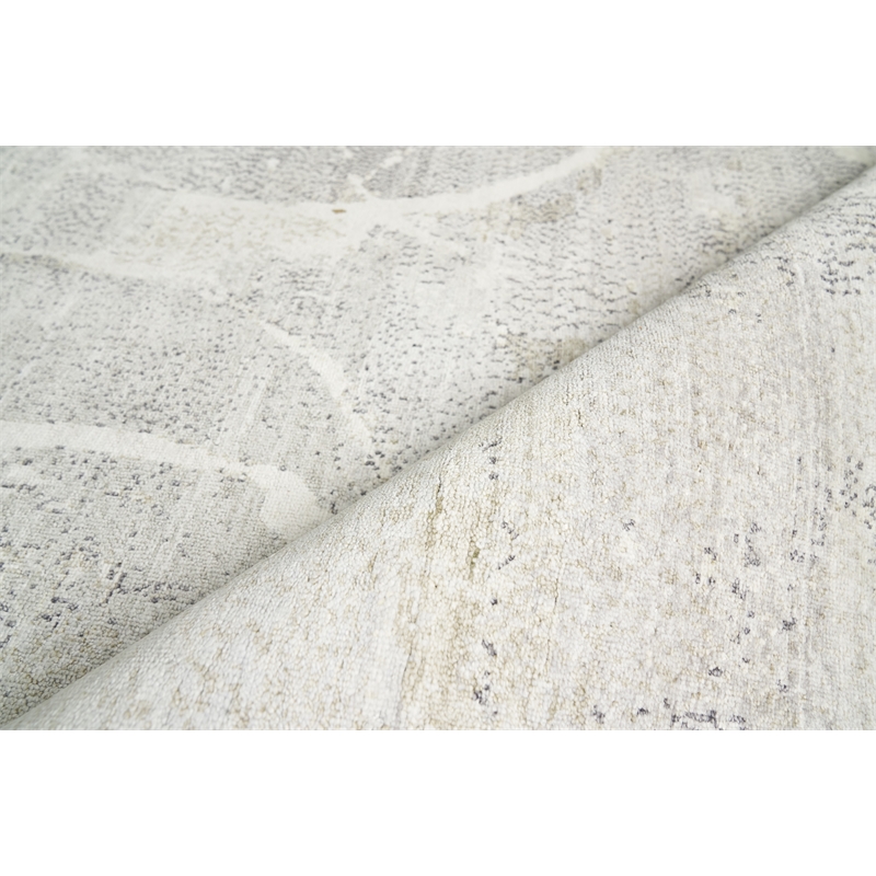 Fine Pure Silk Hand-Knotted Silk Gray/Ivory 8'x10' Area Rug