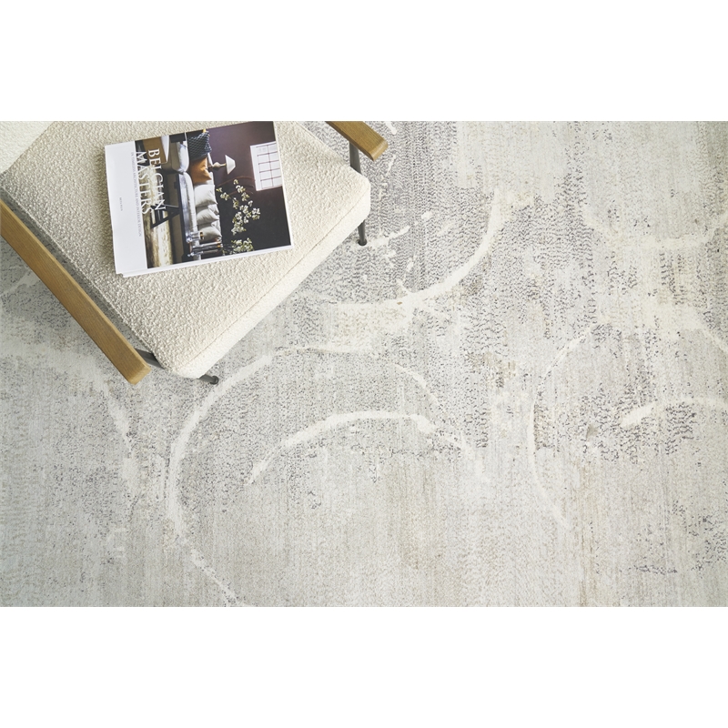 Fine Pure Silk Hand-Knotted Silk Gray/Ivory 8'x10' Area Rug