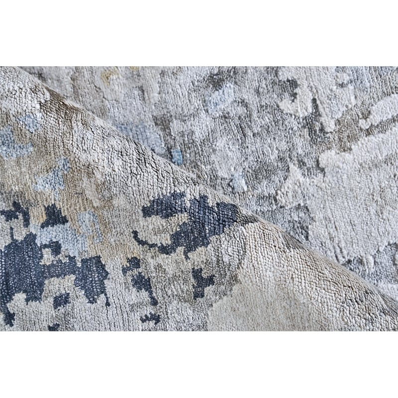 Floor Art Hand-Knotted Bamboo Silk Silver/Gray/Coffee 9'x12' Area Rug