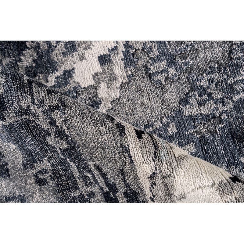 Floor Art Hand-Knotted Bamboo Silk Silvery/Dark Gray 8'x10' Area Rug
