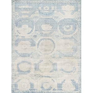 Fine Mamluk Hand-Knotted Bamboo Silk Blue 10'x14' Area Rug