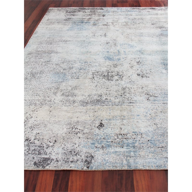 Fine Pure Silk Hand-Knotted Silk Ivory/Dark Gray/Multi 12'x15' Area Rug