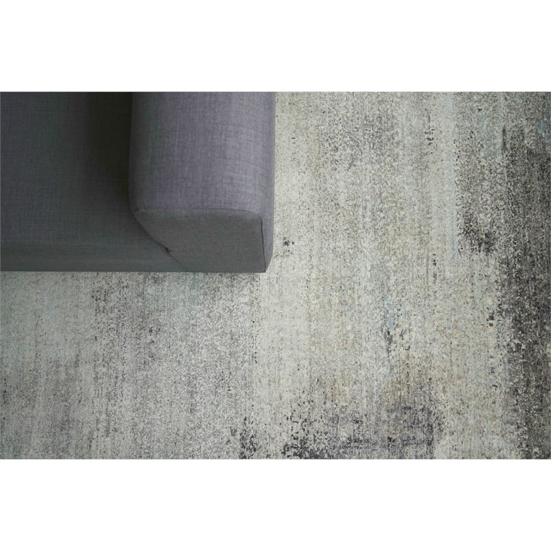 Fine Pure Silk Hand-Knotted Silk Ivory/Dark Gray/Multi 12'x15' Area Rug