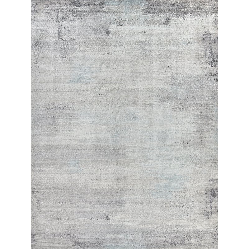 Fine Pure Silk Hand-Knotted Silk Ivory/Dark Gray/Multi 12'x15' Area Rug