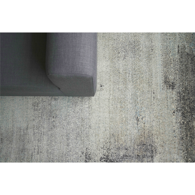 Fine Pure Silk Hand-Knotted Silk Ivory/Dark Gray/Multi 9'x12' Area Rug