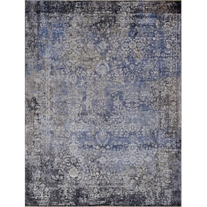 Fine Pure Silk Hand-Knotted Silk Gray/Blue 8'x10' Area Rug