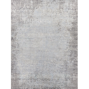 Fine Pure Silk Hand-Knotted Silk Ivory/Dark Gray/Multi 10'x14' Area Rug