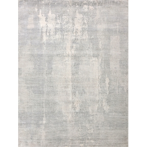 Fine Pure Silk Hand-Knotted Silk Silver/Ivory 9'x12' Area Rug