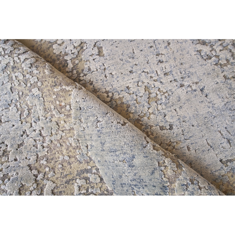 Fine Pure Silk Hand-Knotted Silk Gray/Beige 8'x10' Area Rug