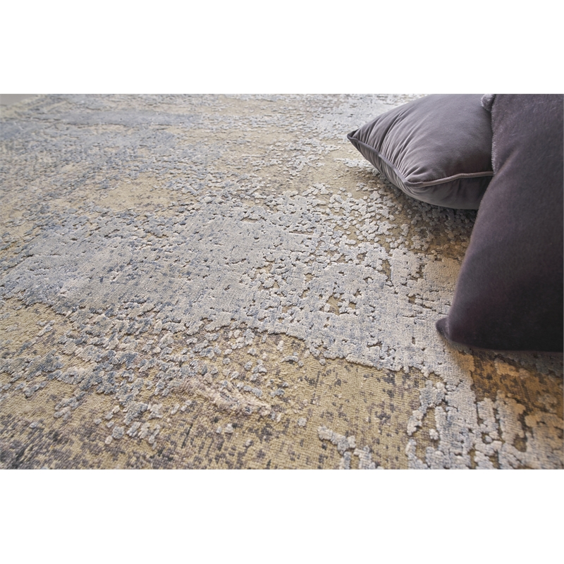 Fine Pure Silk Hand-Knotted Silk Gray/Beige 8'x10' Area Rug