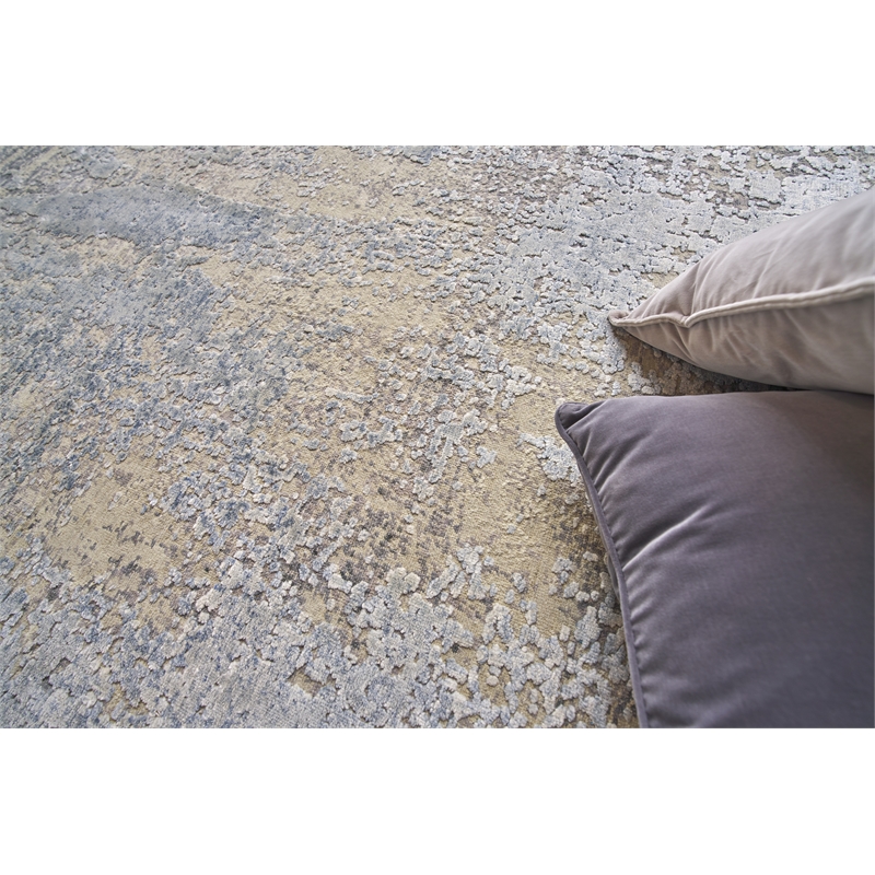 Fine Pure Silk Hand-Knotted Silk Gray/Beige 8'x10' Area Rug