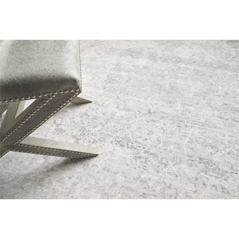 Fine Pure Silk Hand-Knotted Silk Gray/Ivory 12'x15' Area Rug