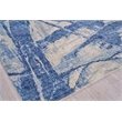 Floor Art Hand-Knotted Bamboo Silk Ivory/Dark Blue 8'x10' Area Rug
