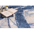 Floor Art Hand-Knotted Bamboo Silk Ivory/Dark Blue 8'x10' Area Rug